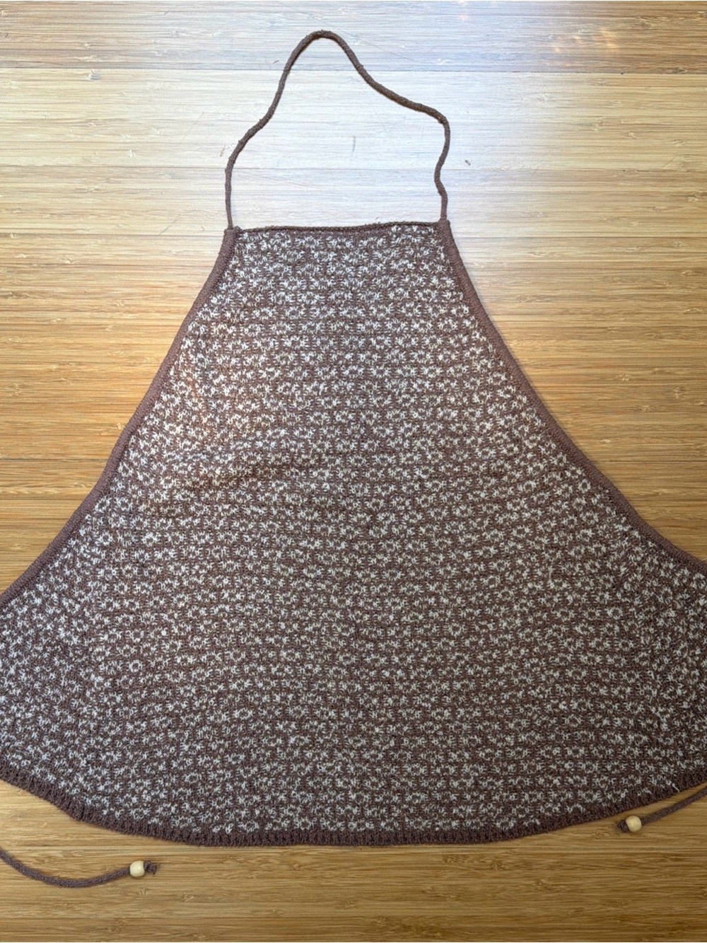 FP Beach Crochet Brown Floral Knit Halter Top
